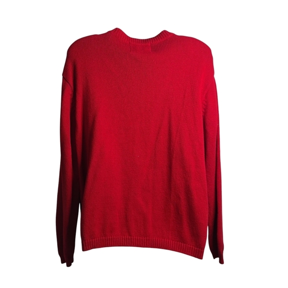 Vtg Heirloom Collectibles Cardigan Sweater Red Cotton Blend Embroider Flags Sz L - Picture 2 of 7